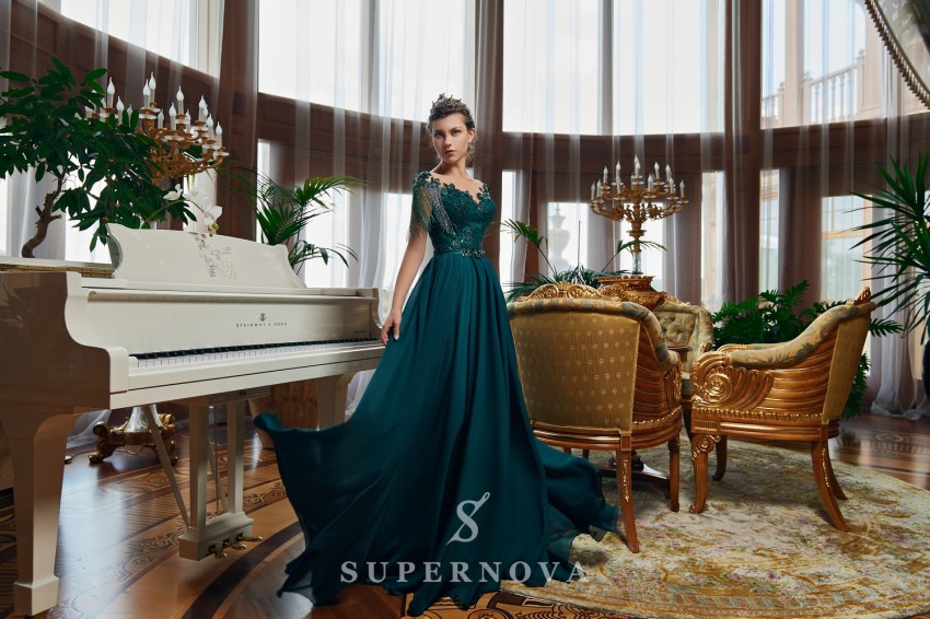 Вечернее платье с бисерными нитями оптом от SuperNova. VN-029
